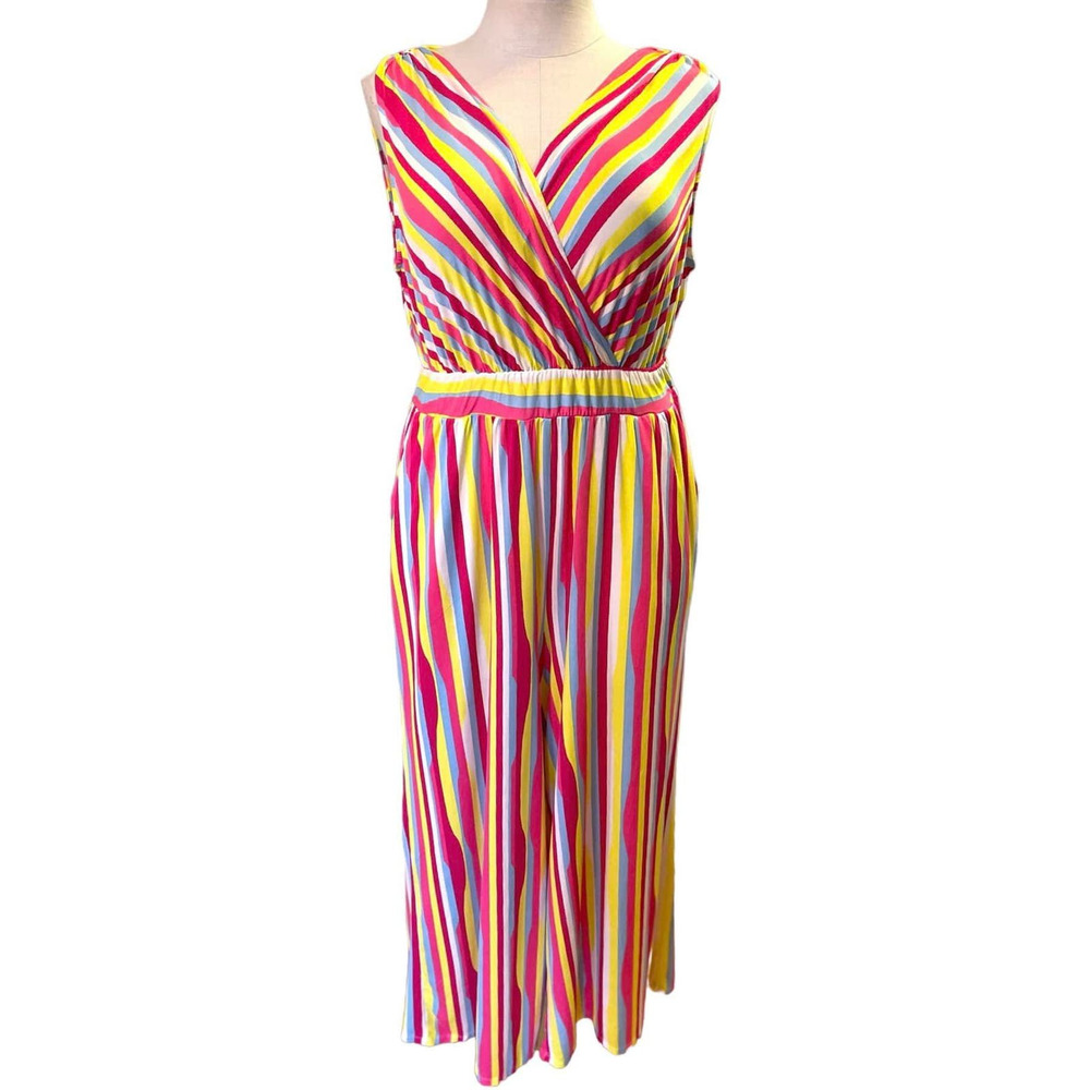 Torrid New 1 (1X 14/16) Super Soft Colorful Wide Leg Surplice One Piece Jumpsuit